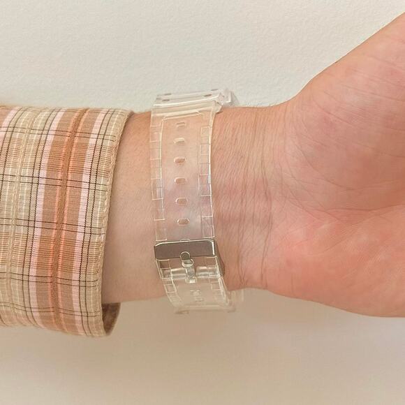 Clear Digital Watch White Accents Unisex Y2K Style Quartz New - Picture 6 of 7